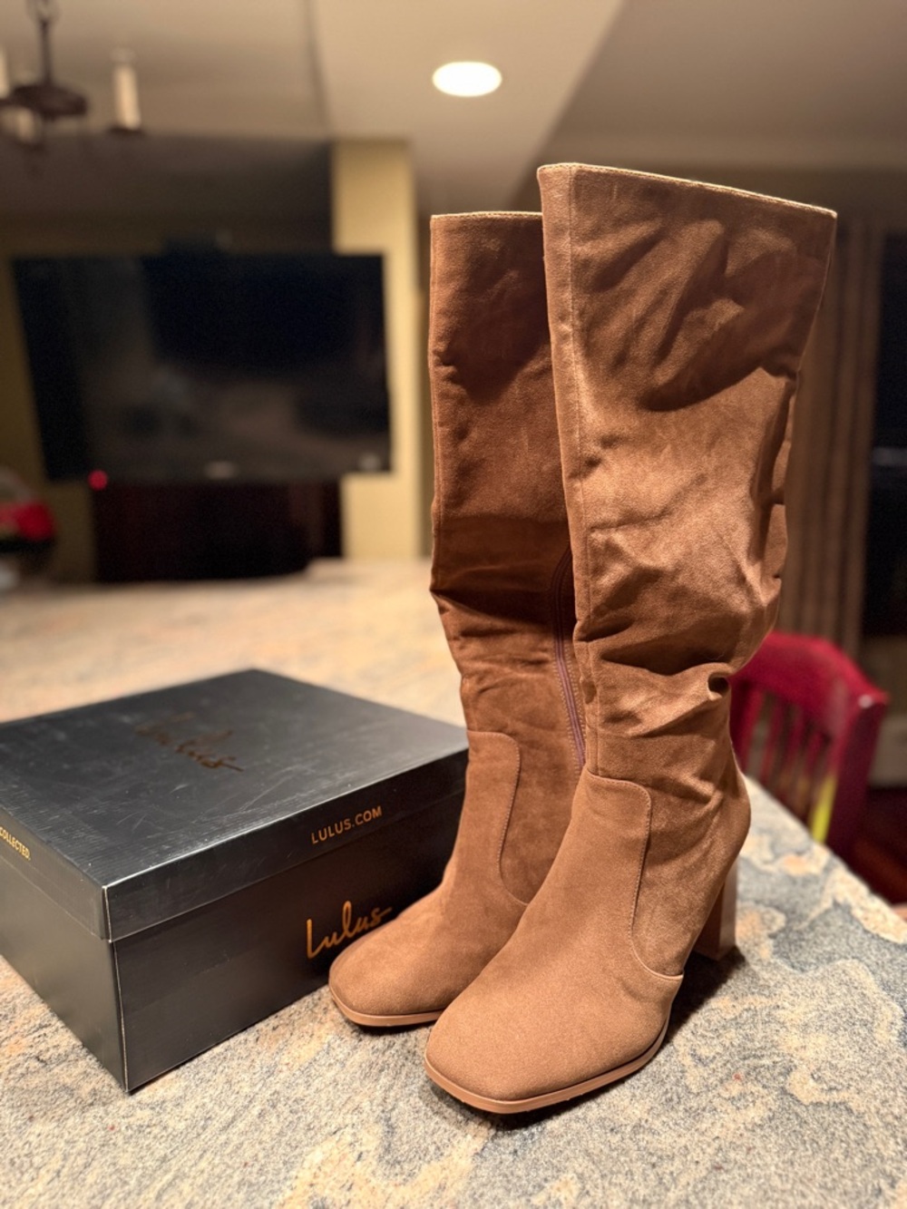 Lulu's Brown Suede Over-the-Knee Slouch Boots